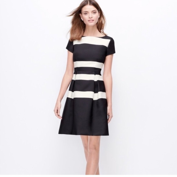 Ann Taylor Fit and Flare Black and White Dress Size 6 - Picture 1 of 9